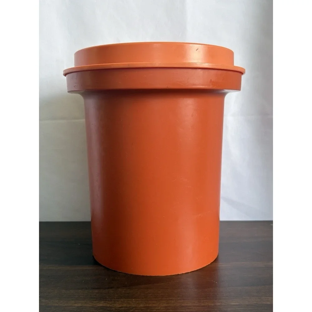 Vintage Retro Rubbermaid Orange Flower power nesting Canister Set 3pc with Lids